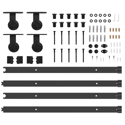 Schiebetürbeschlag-Set 152,5 cm Stahl Schwarz