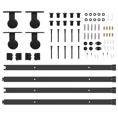 Schiebetürbeschlag-Set 213,5 cm Stahl Schwarz