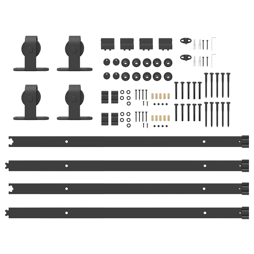 Schiebetürbeschlag-Set 200 cm Stahl Schwarz