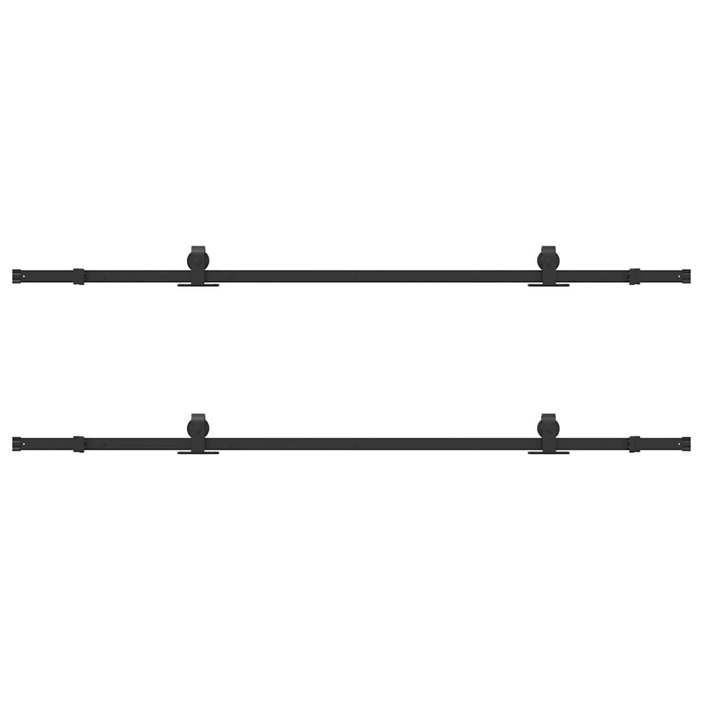 Schiebetürbeschlag-Set 213 cm Stahl Schwarz