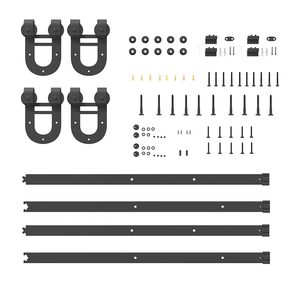 Schiebetürbeschlag-Set 183 cm Stahl Schwarz