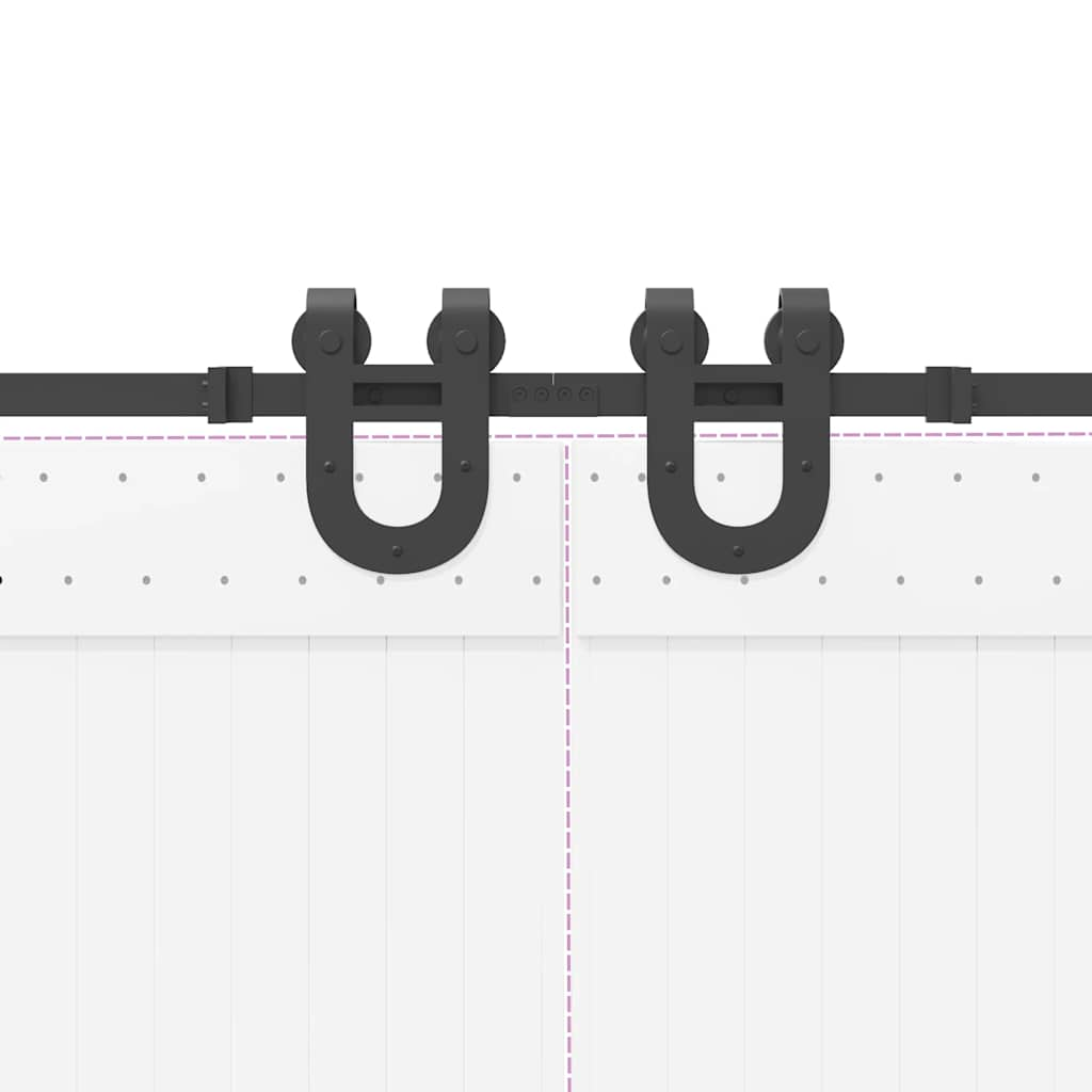 Schiebetürbeschlag-Set 200 cm Stahl Schwarz