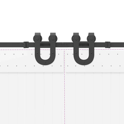 Schiebetürbeschlag-Set 200 cm Stahl Schwarz