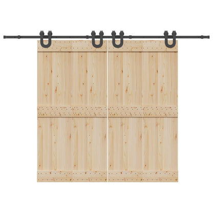 Schiebetürbeschlag-Set 200 cm Stahl Schwarz