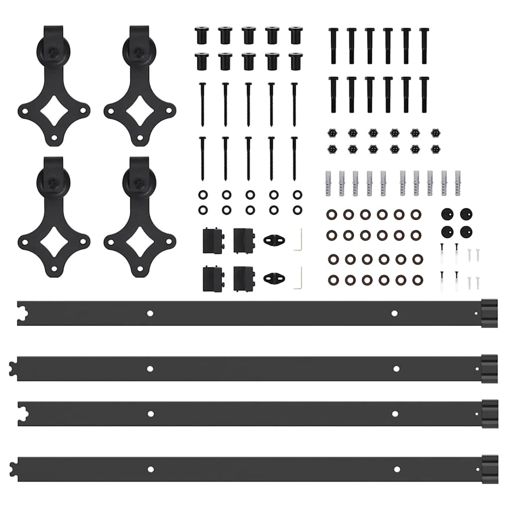 Schiebetürbeschlag-Set 152,5 cm Stahl Schwarz