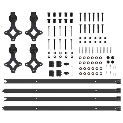 Schiebetürbeschlag-Set 213,5 cm Stahl Schwarz