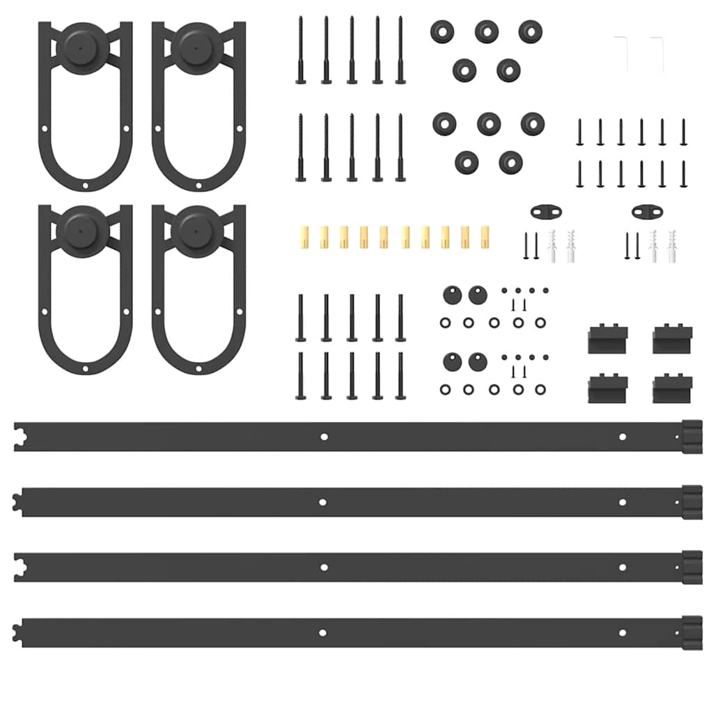 Schiebetürbeschlag-Set 183 cm Stahl Schwarz