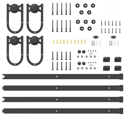 Schiebetürbeschlag-Set 183 cm Stahl Schwarz