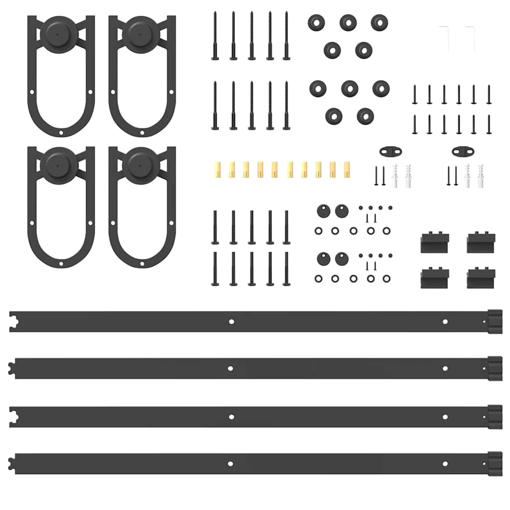 Schiebetürbeschlag-Set 200 cm Stahl Schwarz