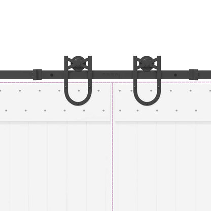 Schiebetürbeschlag-Set 200 cm Stahl Schwarz