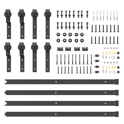 Schiebetürbeschlag-Set 183 cm Stahl Schwarz