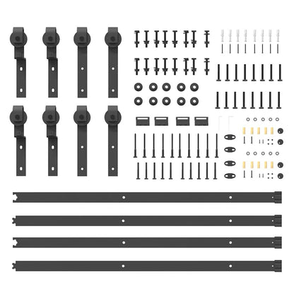 Schiebetürbeschlag-Set 200 cm Stahl Schwarz