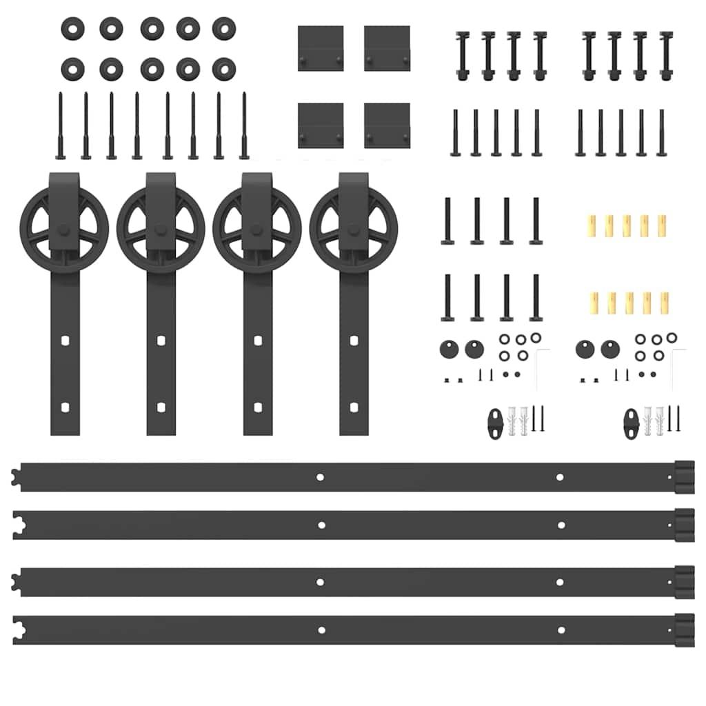 Schiebetürbeschlag-Set 183 cm Stahl Schwarz