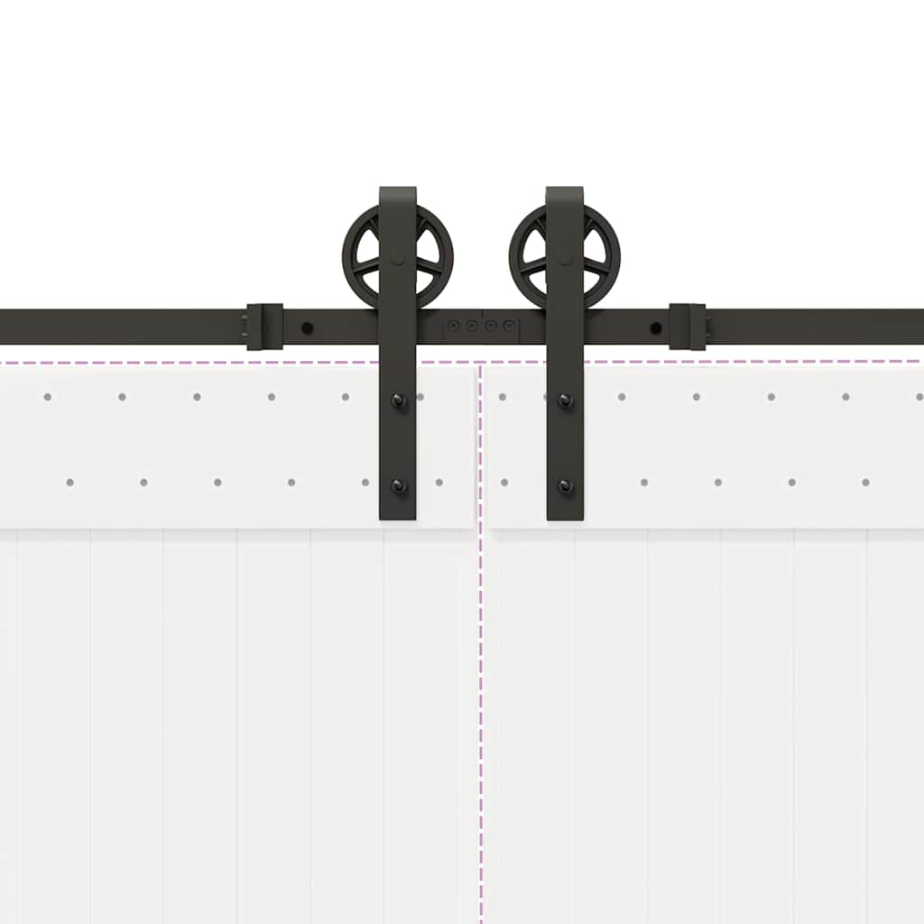 Schiebetürbeschlag-Set 183 cm Stahl Schwarz