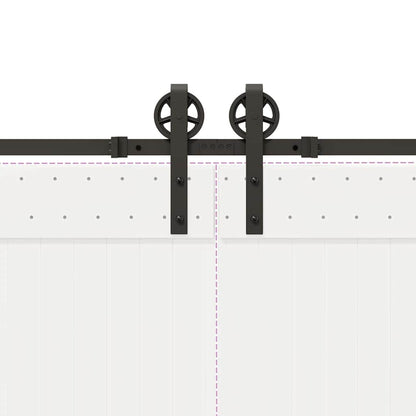 Schiebetürbeschlag-Set 183 cm Stahl Schwarz