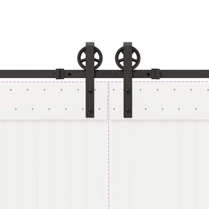 Schiebetürbeschlag-Set 200 cm Stahl Schwarz