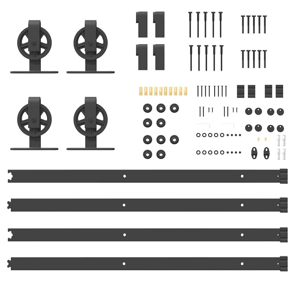 Schiebetürbeschlag-Set 183 cm Stahl Schwarz