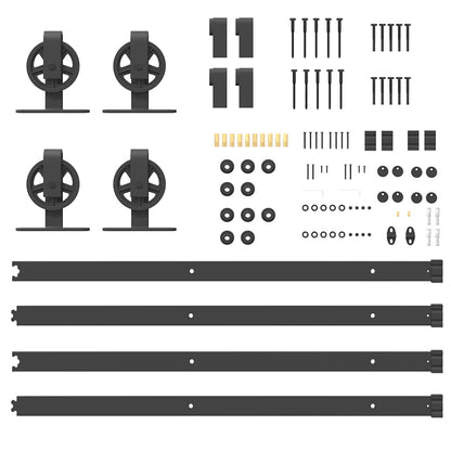 Schiebetürbeschlag-Set 183 cm Stahl Schwarz