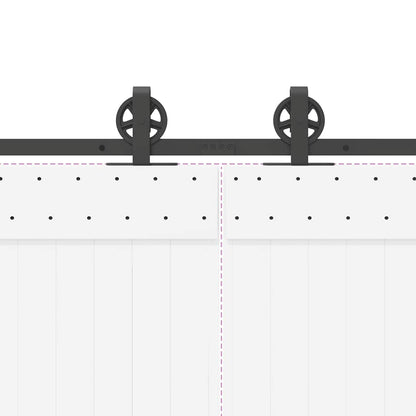 Schiebetürbeschlag-Set 183 cm Stahl Schwarz