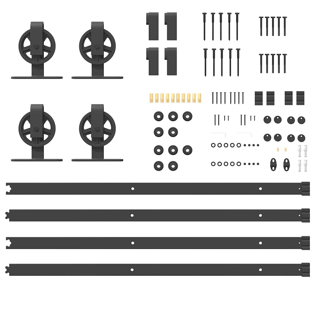 Schiebetürbeschlag-Set 200 cm Stahl Schwarz