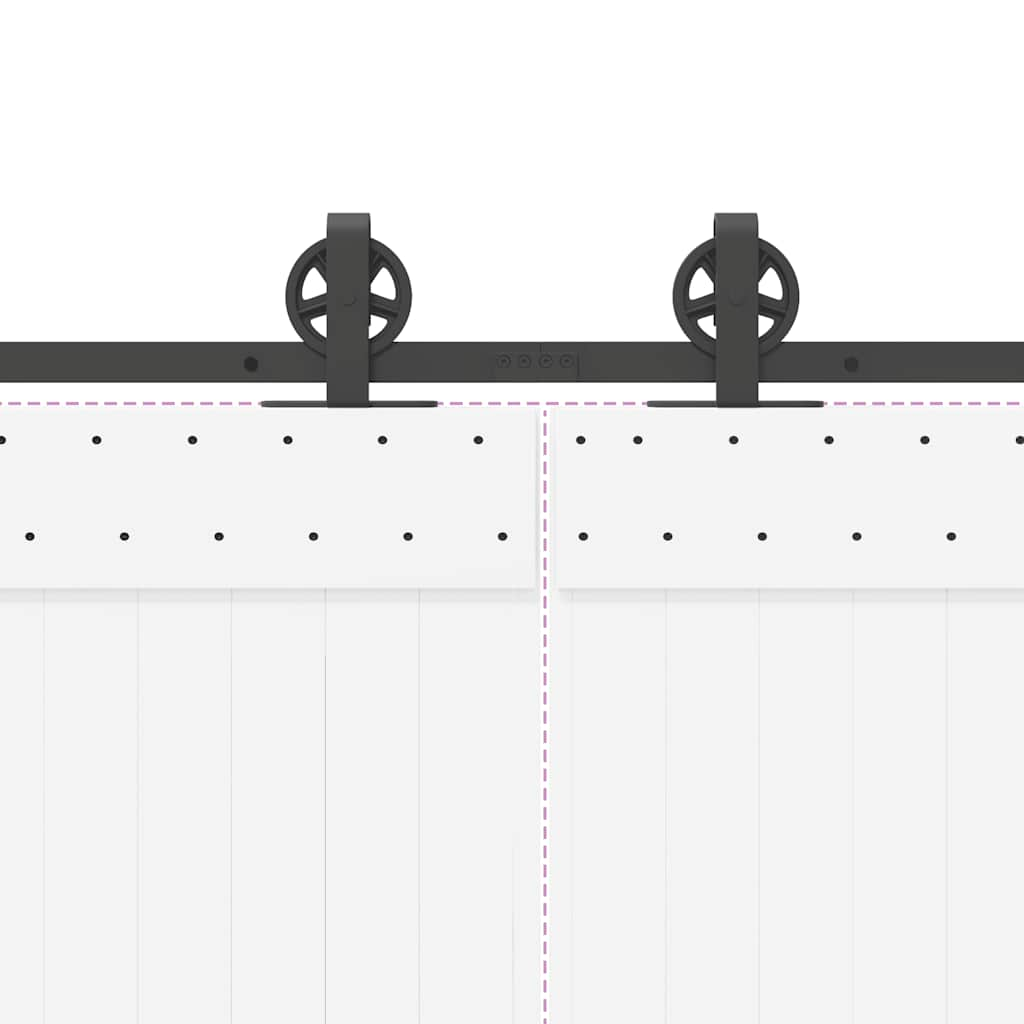 Schiebetürbeschlag-Set 200 cm Stahl Schwarz