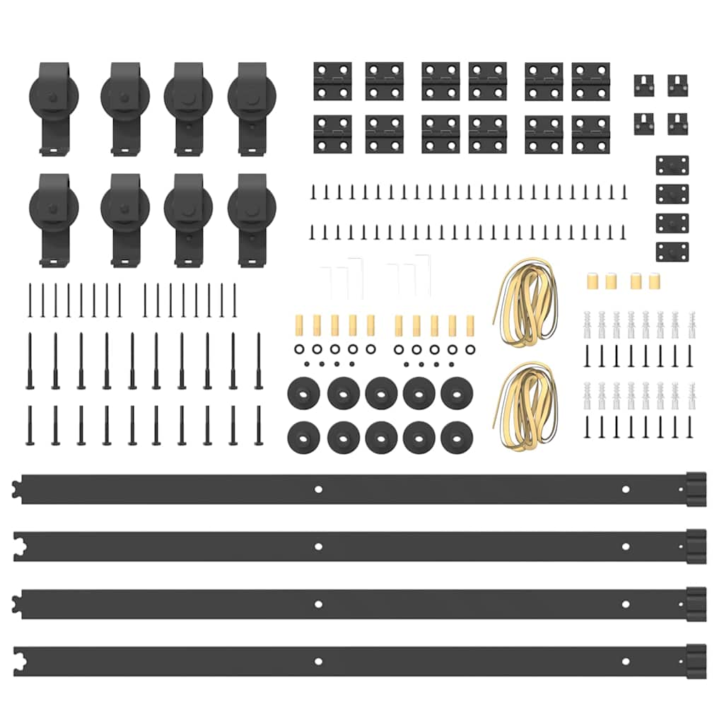 Schiebetürbeschlag-Set 183 cm Stahl Schwarz