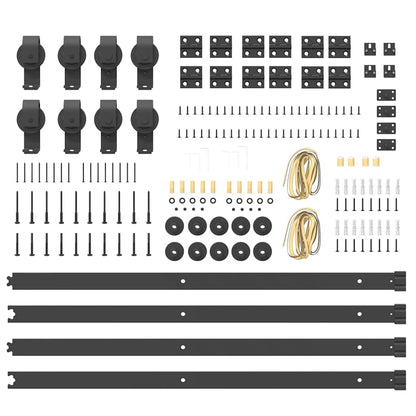 Schiebetürbeschlag-Set 183 cm Stahl Schwarz