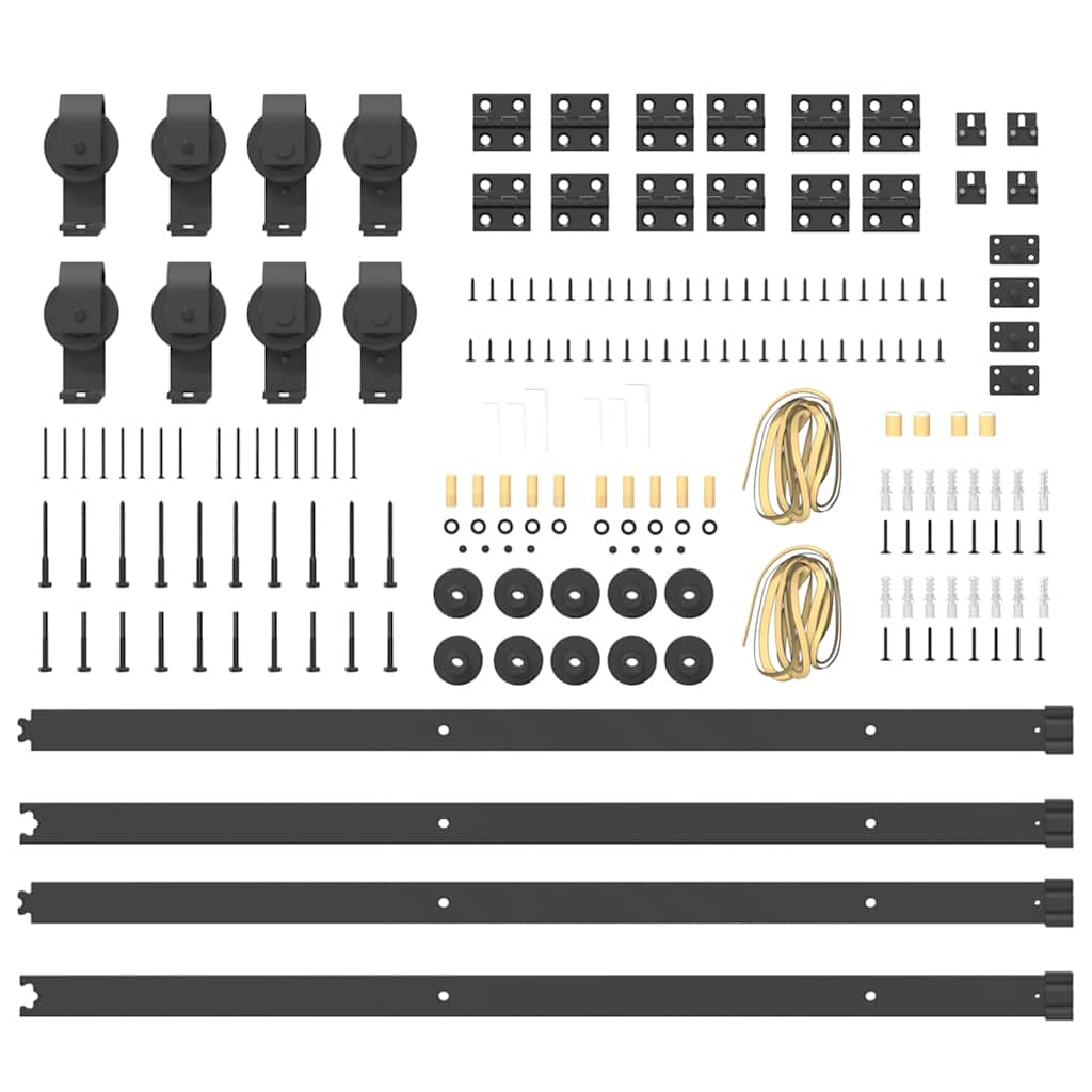 Schiebetürbeschlag-Set 200 cm Stahl Schwarz