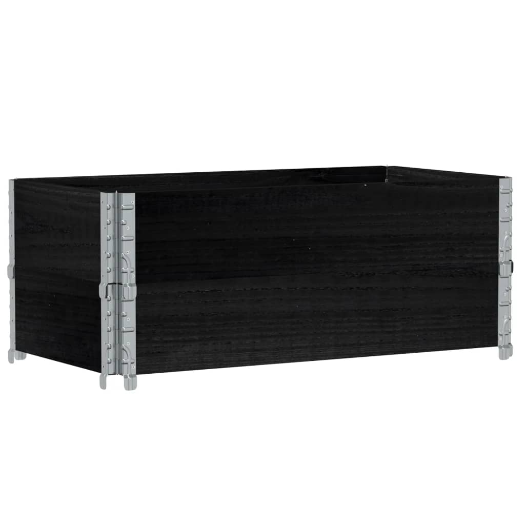 Paletten-Aufsatzrahmen 2 Stk. Schwarz 100x50 cm Massivholz