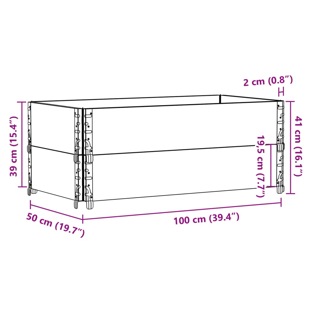 Paletten-Aufsatzrahmen 2 Stk. Schwarz 100x50 cm Massivholz