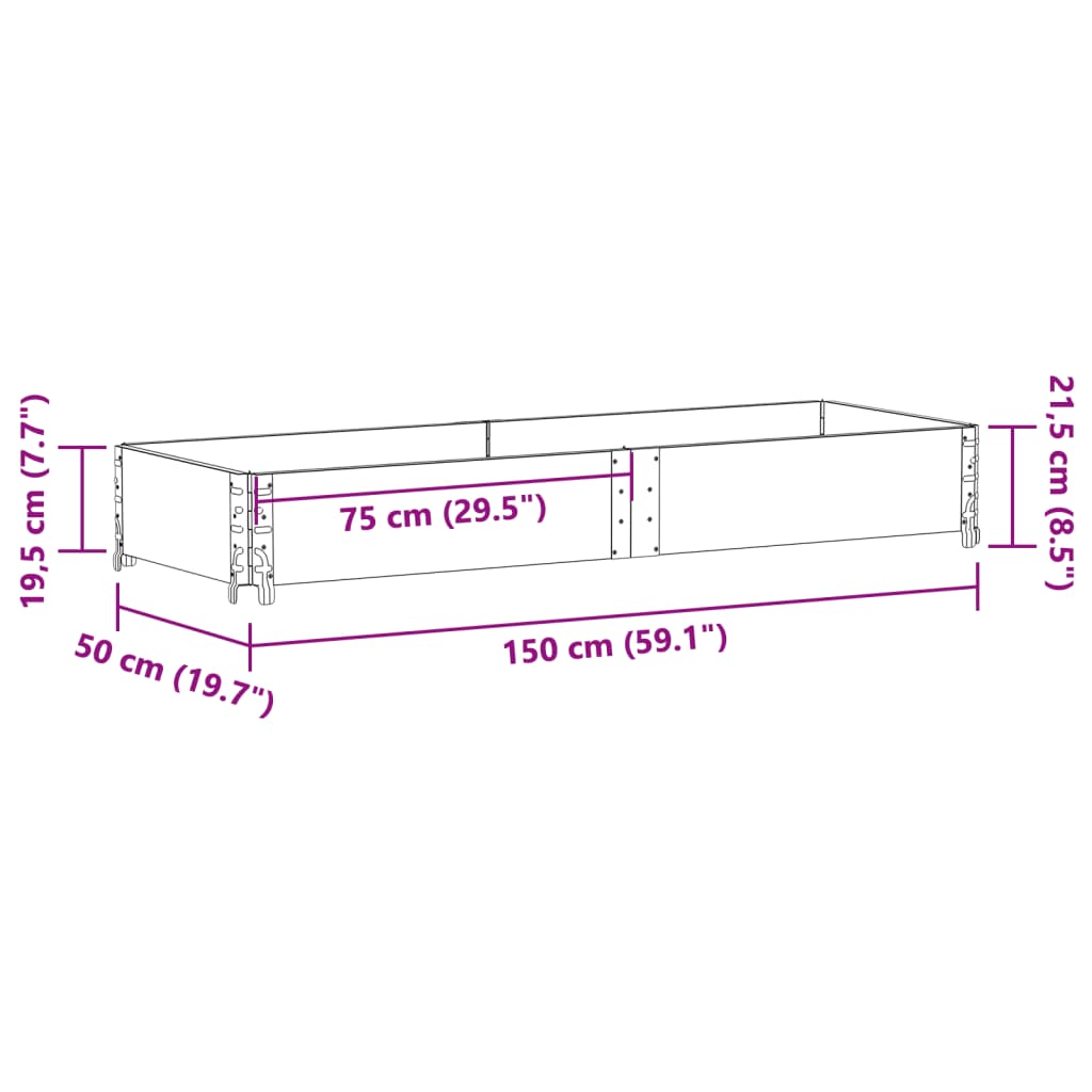 Paletten-Aufsatzrahmen Braun 150x50 cm Massivholz Kiefer