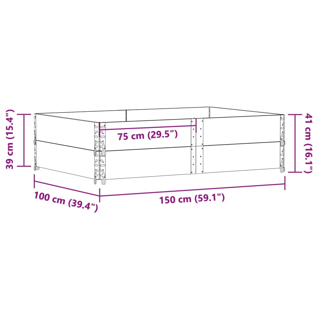 Paletten-Aufsatzrahmen 2 Stk. Schwarz 150x100 Massivholz Kiefer