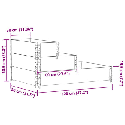 Paletten-Aufsatzrahmen 3-fach Schwarz 120x80 cm Massivholz