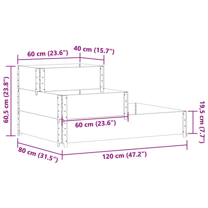 Paletten-Aufsatzrahmen 3-fach Schwarz 120x80 cm Massivholz