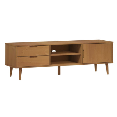 TV-Schrank MOLDE Braun 158x40x49 cm Massivholz Kiefer