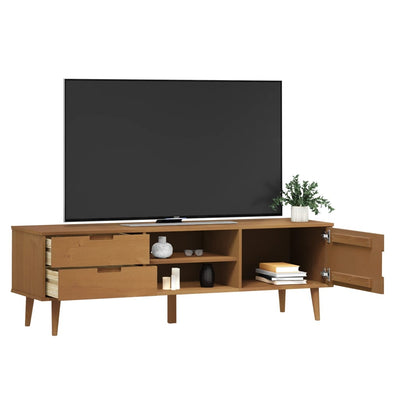 TV-Schrank MOLDE Braun 158x40x49 cm Massivholz Kiefer