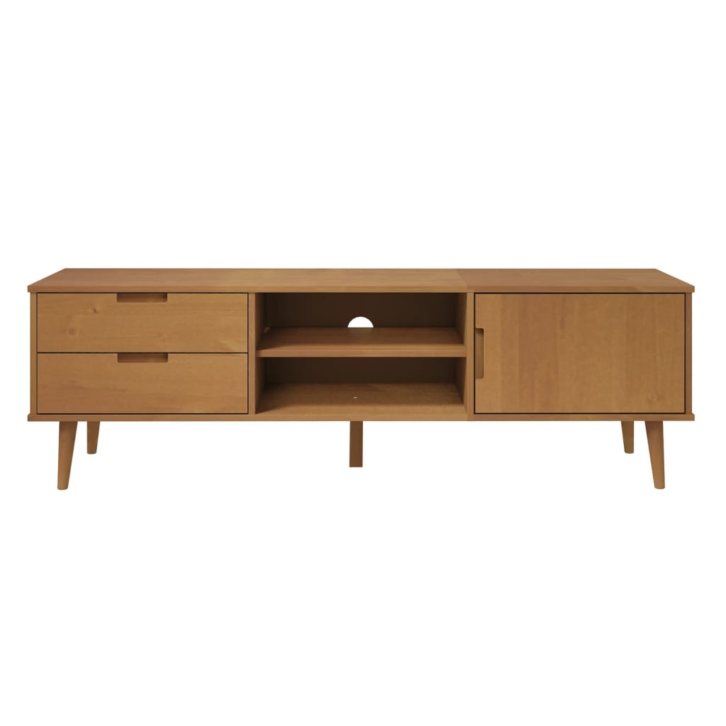 TV-Schrank MOLDE Braun 158x40x49 cm Massivholz Kiefer