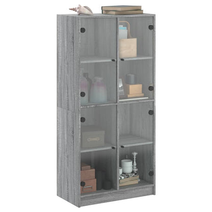 Highboard mit Türen Grau Sonoma 68x37x142 cm Holzwerkstoff