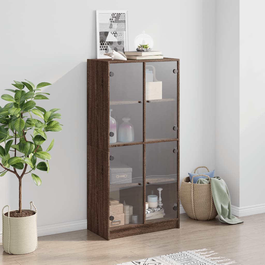 Highboard mit Türen Braun Eiche-Optik 68x37x142cm Holzwerkstoff