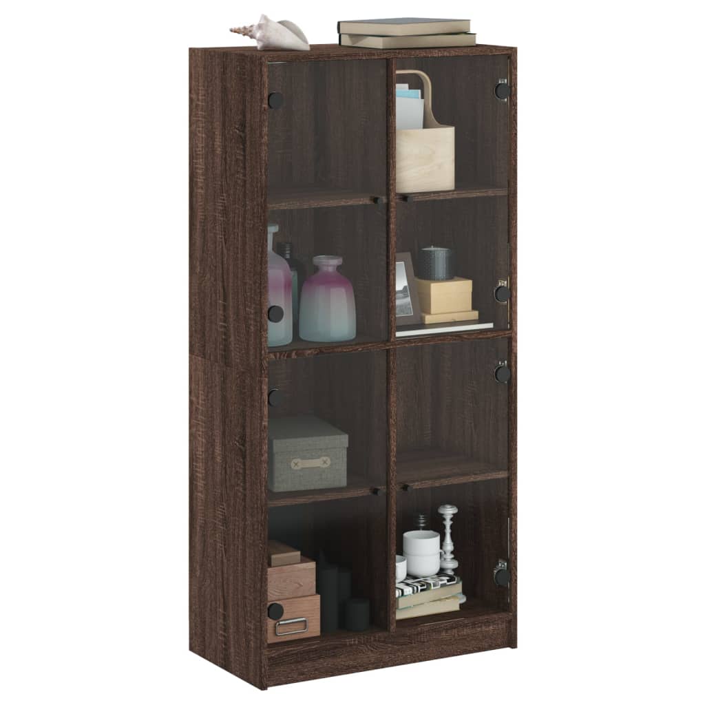 Highboard mit Türen Braun Eiche-Optik 68x37x142cm Holzwerkstoff