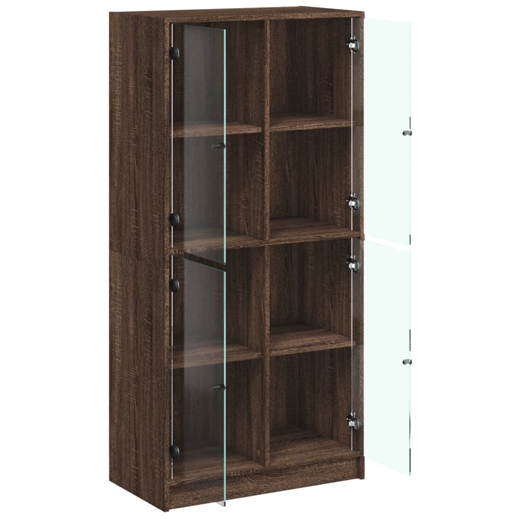 Highboard mit Türen Braun Eiche-Optik 68x37x142cm Holzwerkstoff