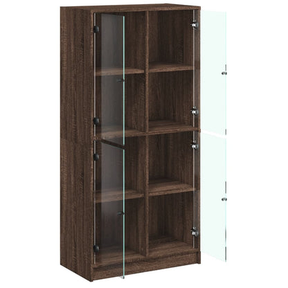 Highboard mit Türen Braun Eiche-Optik 68x37x142cm Holzwerkstoff