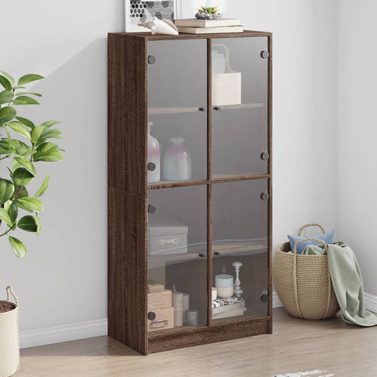 Highboard mit Türen Braun Eiche-Optik 68x37x142cm Holzwerkstoff