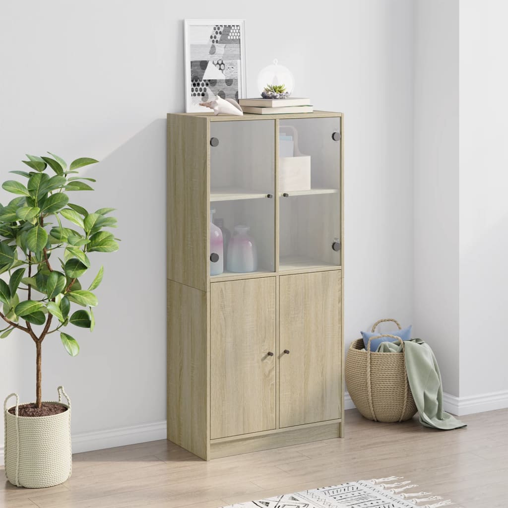 Highboard mit Türen Sonoma-Eiche 68x37x142 cm Holzwerkstoff