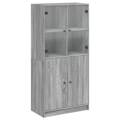 Highboard mit Türen Grau Sonoma 68x37x142 cm Holzwerkstoff