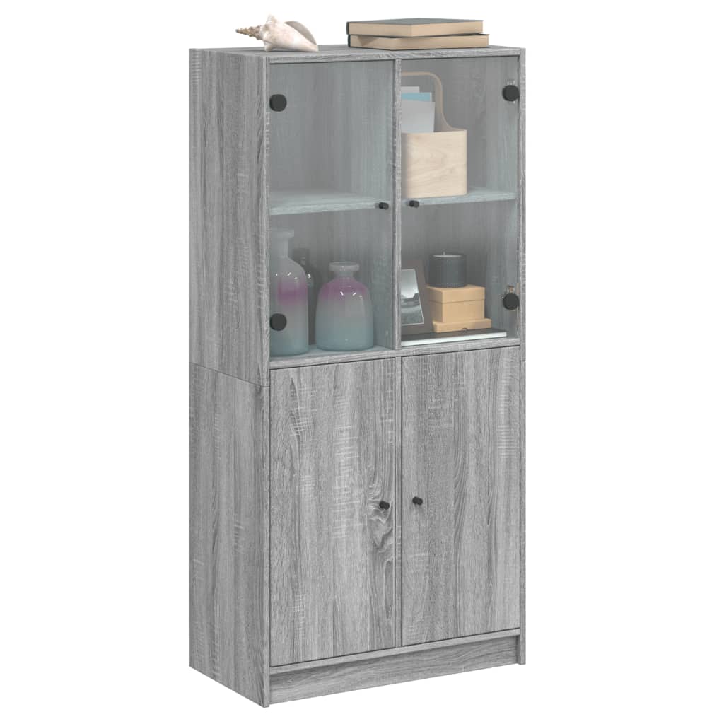 Highboard mit Türen Grau Sonoma 68x37x142 cm Holzwerkstoff