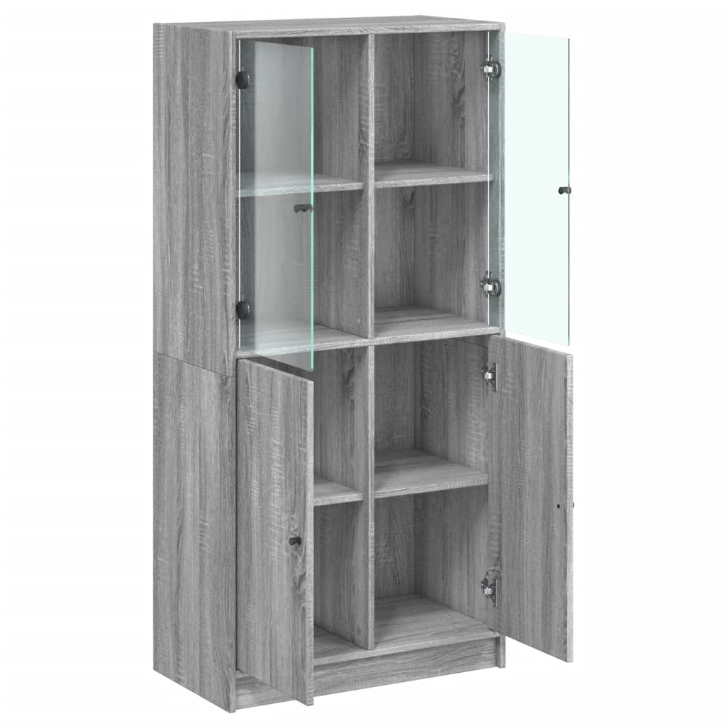 Highboard mit Türen Grau Sonoma 68x37x142 cm Holzwerkstoff