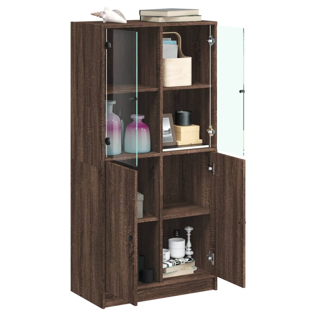 Highboard mit Türen Braun Eiche-Optik 68x37x142cm Holzwerkstoff