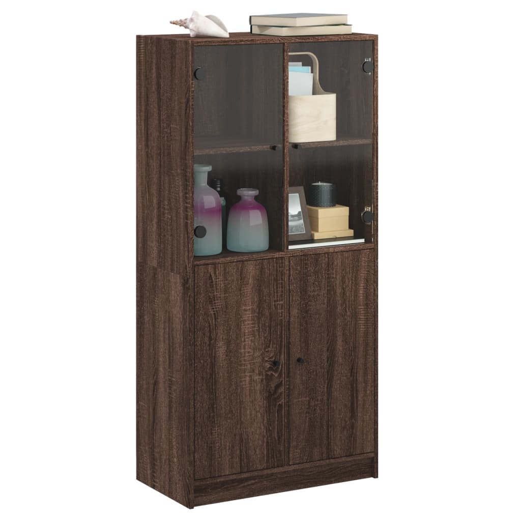 Highboard mit Türen Braun Eiche-Optik 68x37x142cm Holzwerkstoff