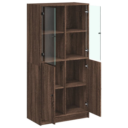 Highboard mit Türen Braun Eiche-Optik 68x37x142cm Holzwerkstoff